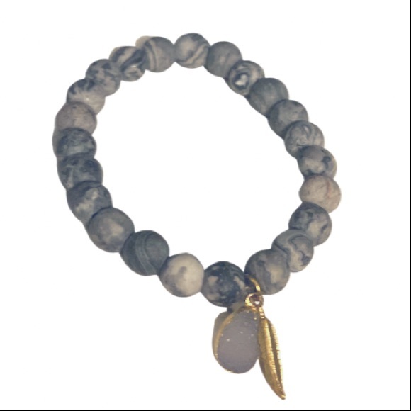 Natural Agate bracelet with Druzy - Picture 1 of 2